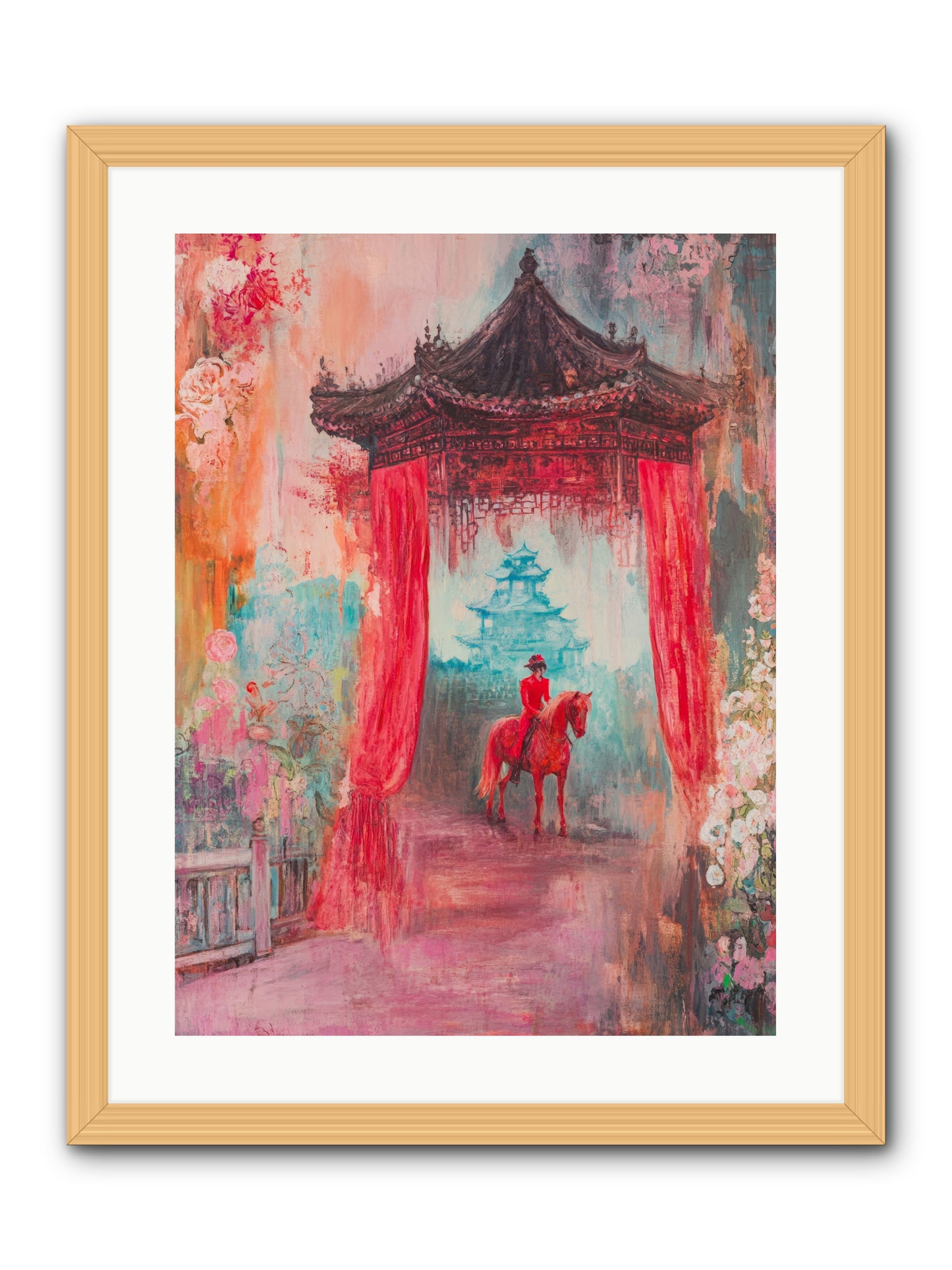 Dragons Dance At Dawn -- Framed Print - Natural 18x24