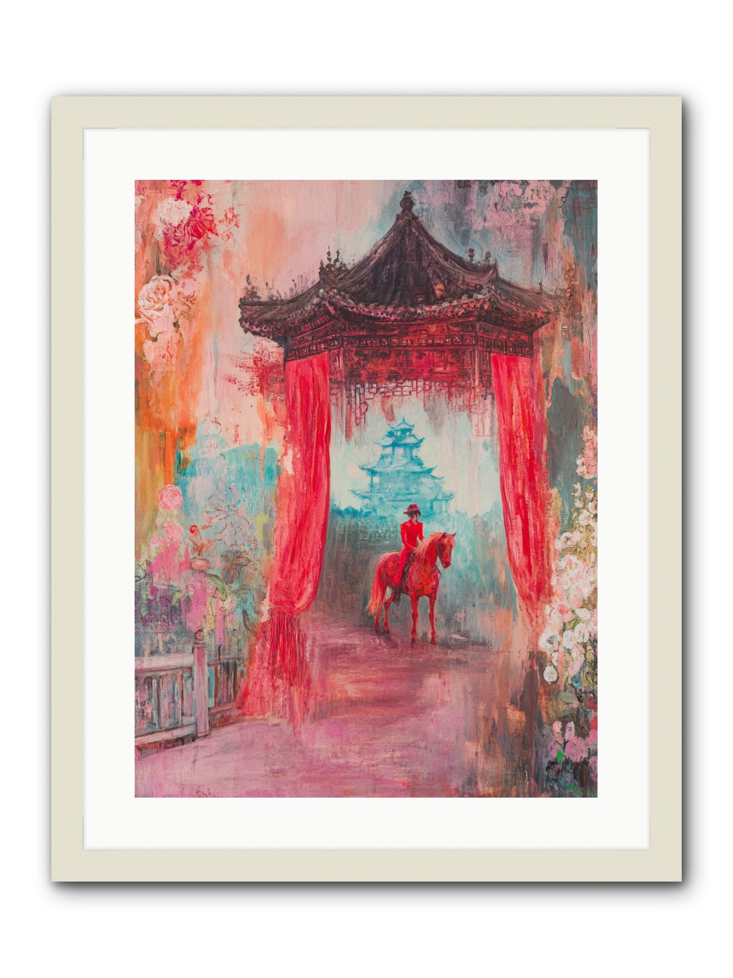 Dragons Dance At Dawn -- Framed Print - White 18x24