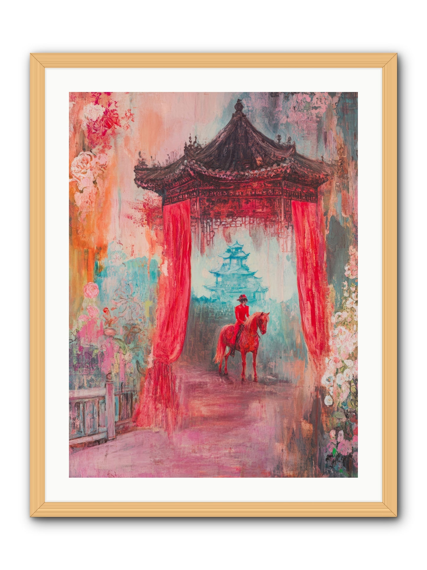 Dragons Dance At Dawn -- Framed Print - Natural 24x32