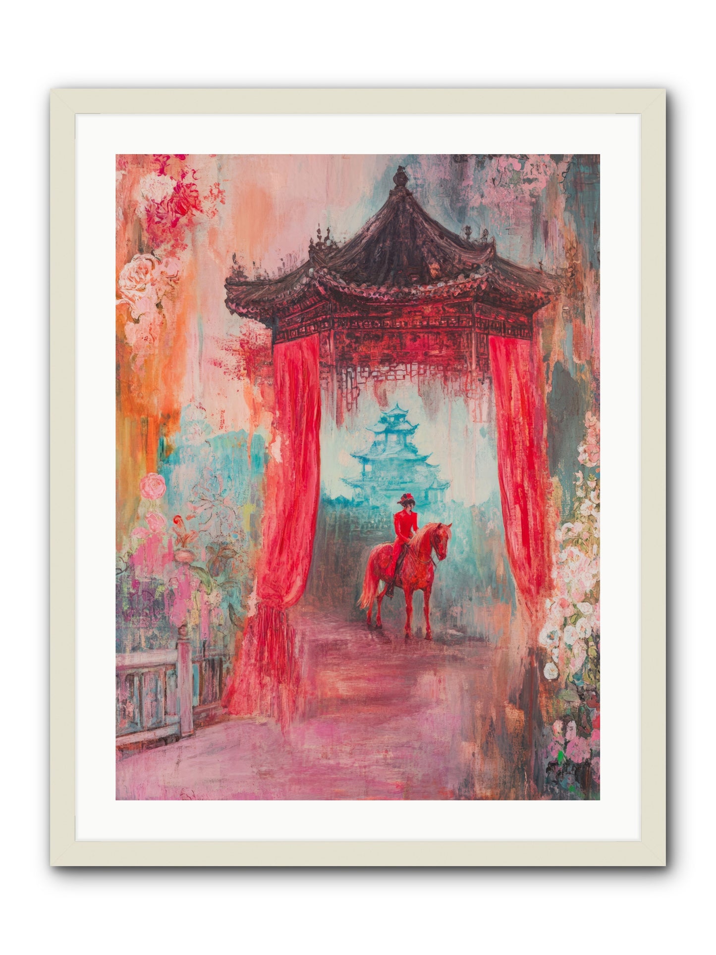 Dragons Dance At Dawn -- Framed Print - White 24x32