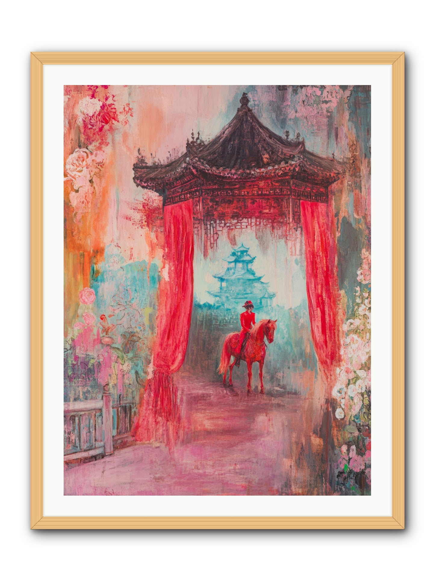 Dragons Dance At Dawn -- Framed Print - Natural 30x40