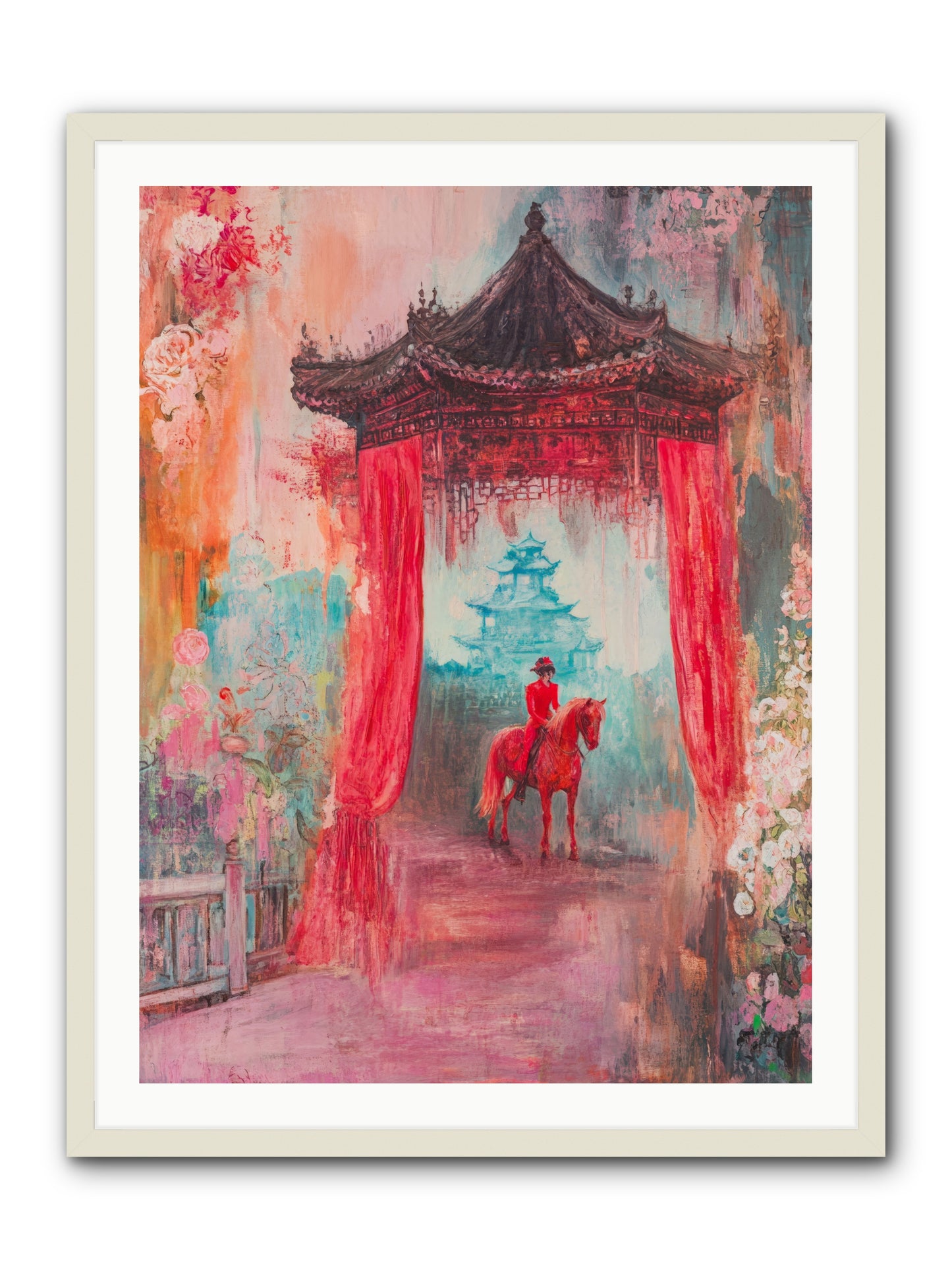 Dragons Dance At Dawn -- Framed Print - White 30x40