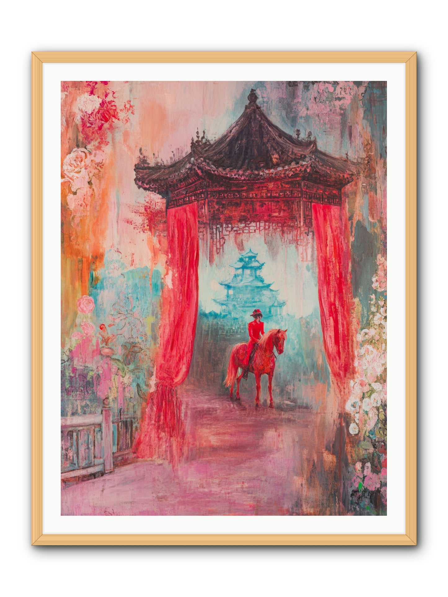 Dragons Dance At Dawn -- Framed Print - Natural 36x48