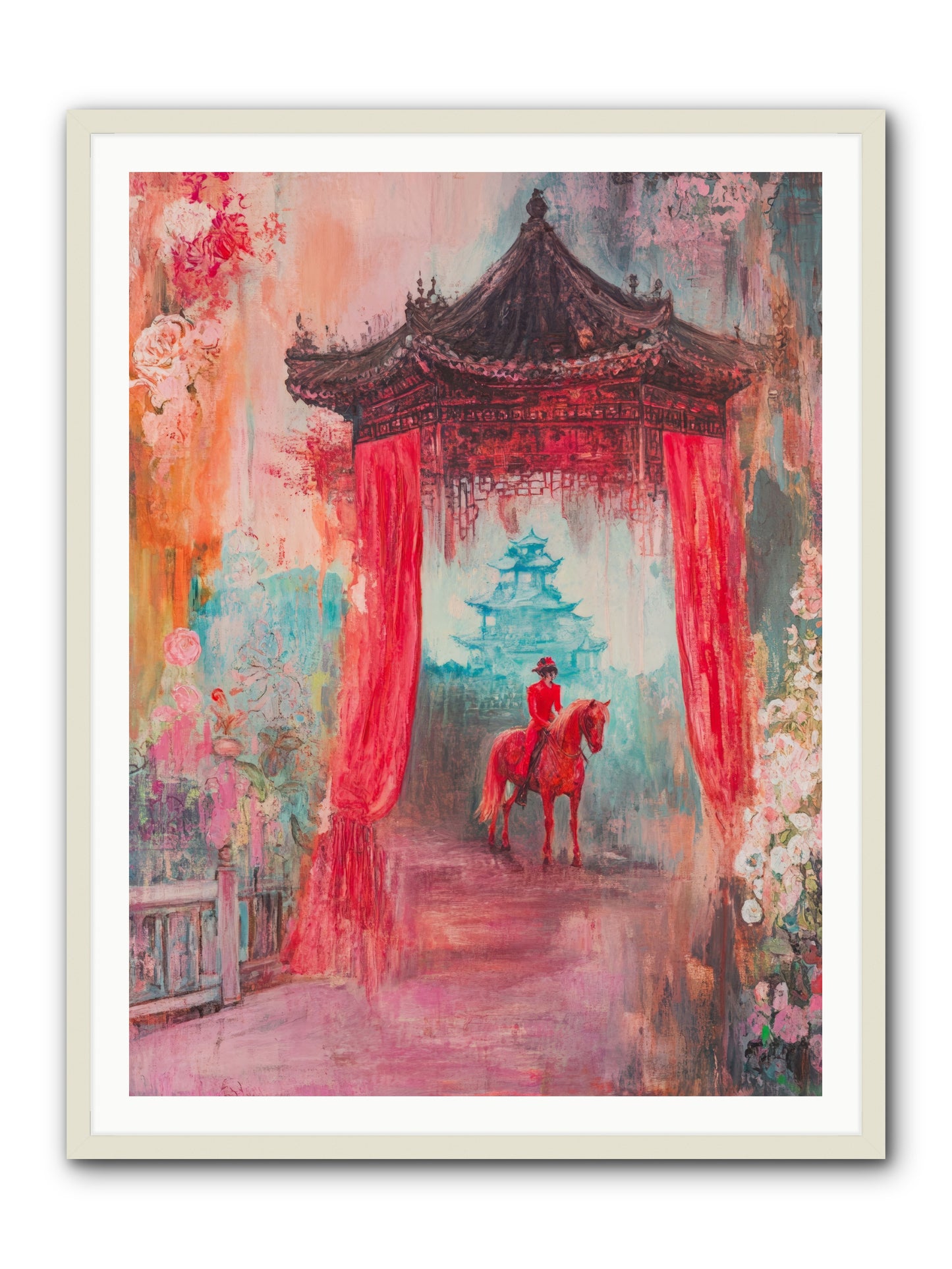 Dragons Dance At Dawn -- Framed Print - White 36x48