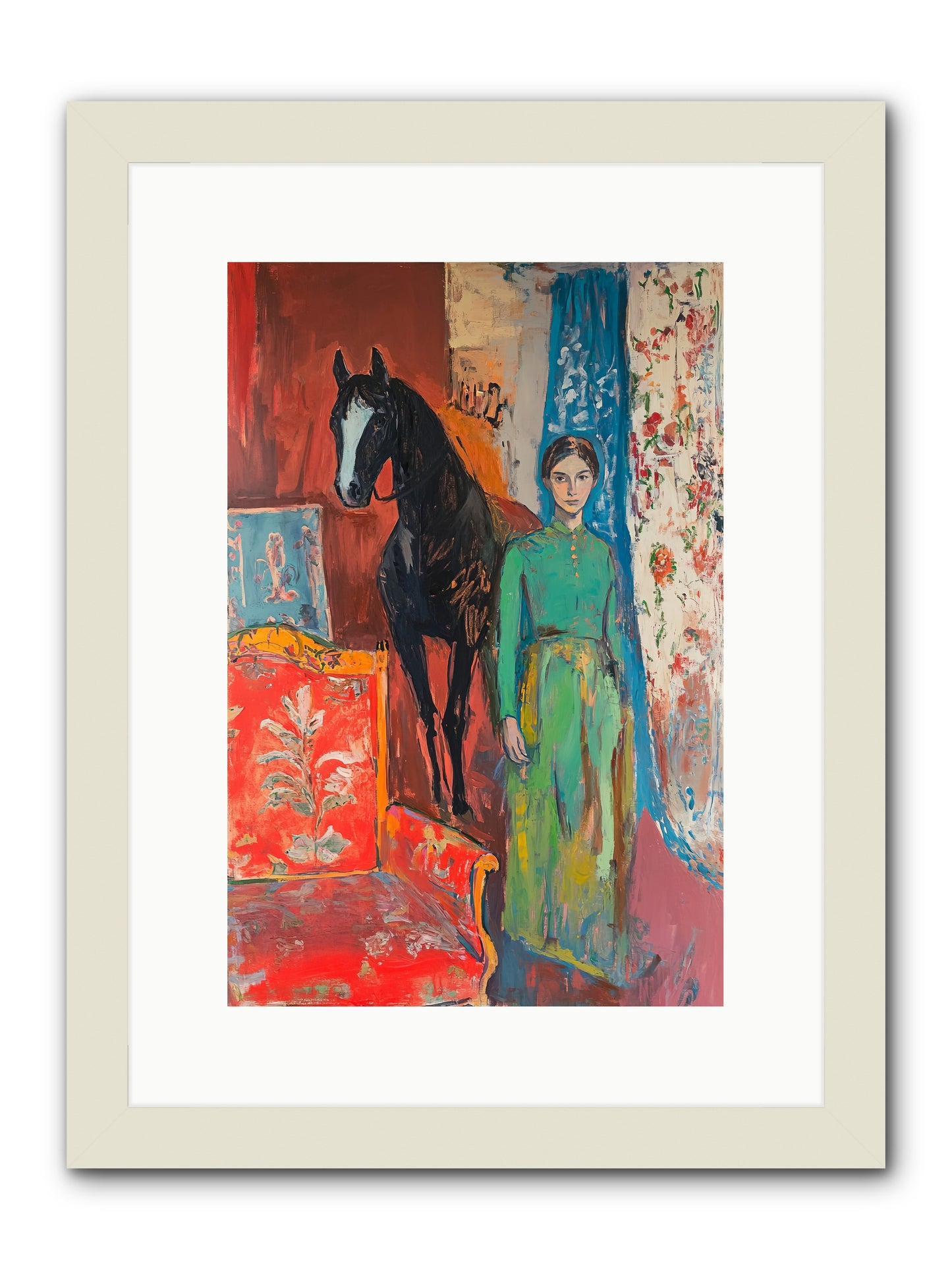 Drawing Room Guest -- Framed Print - White 10x15