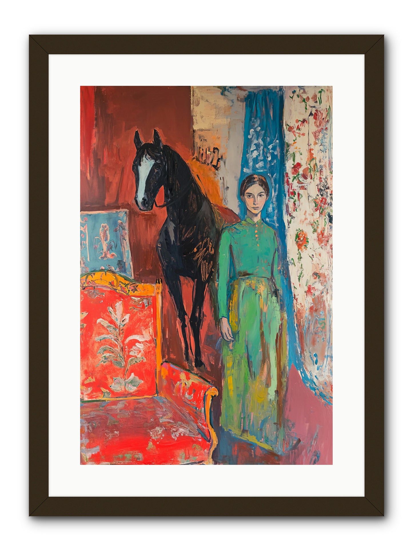 Drawing Room Guest -- Framed Print - Black 16x24