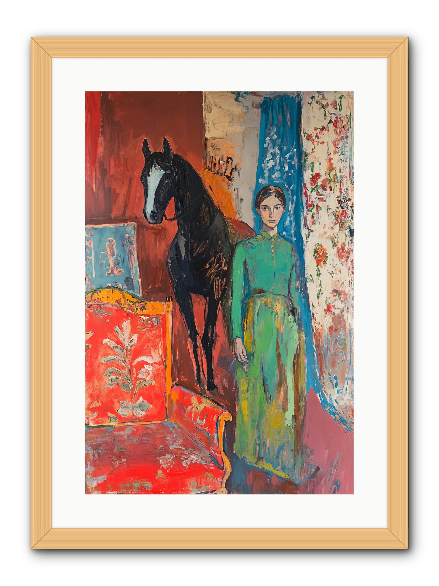 Drawing Room Guest -- Framed Print - Natural 16x24