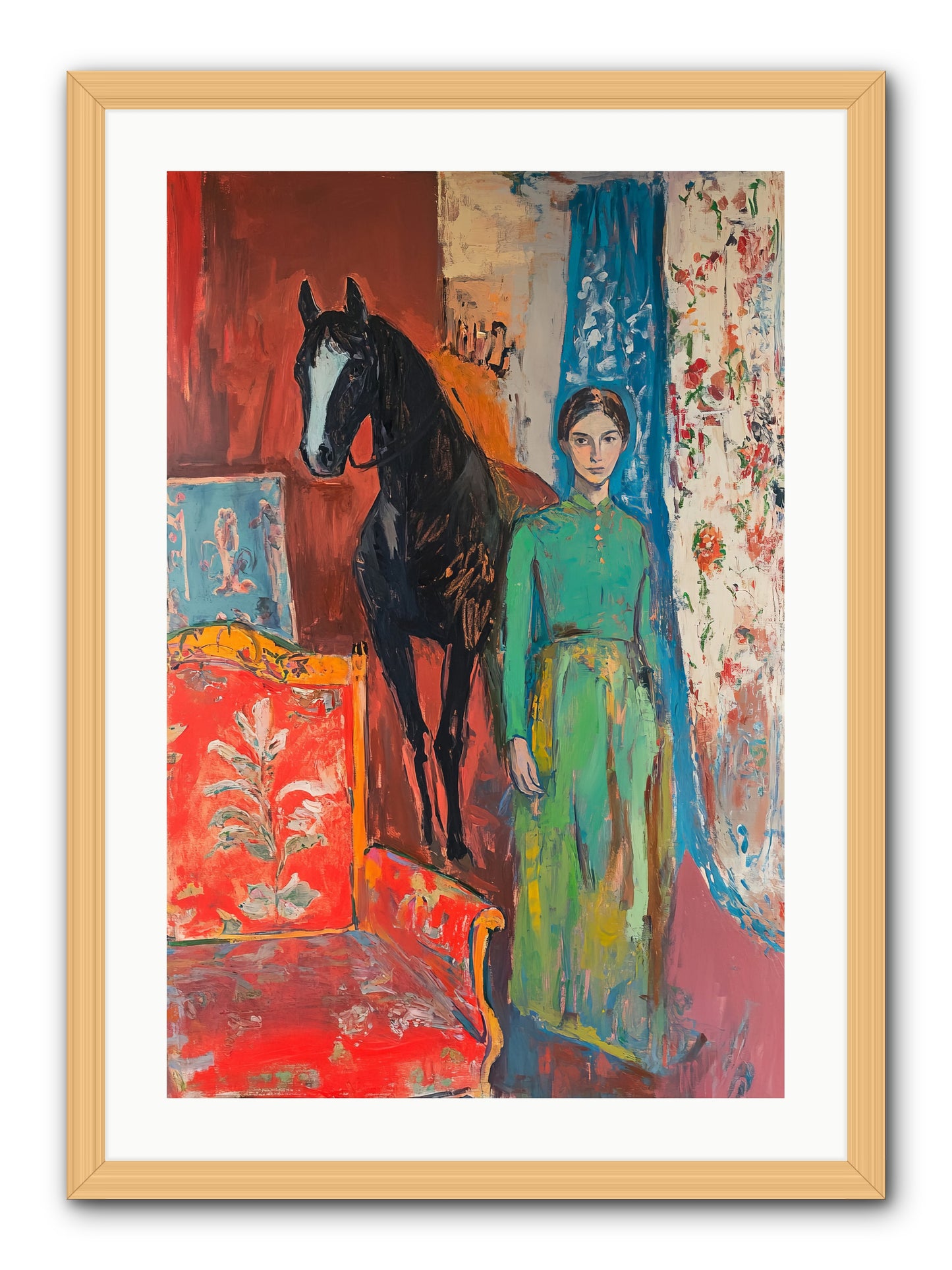 Drawing Room Guest -- Framed Print - Natural 20x30