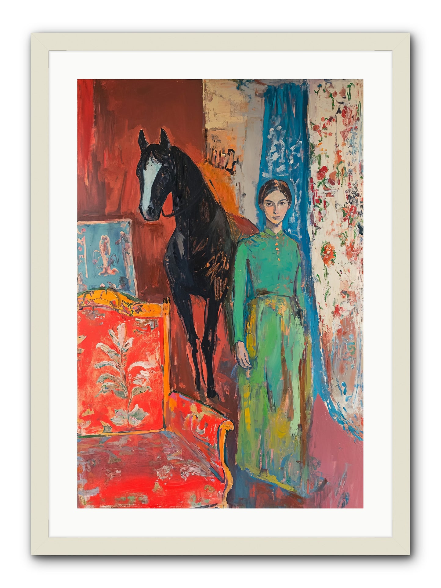 Drawing Room Guest -- Framed Print - White 20x30