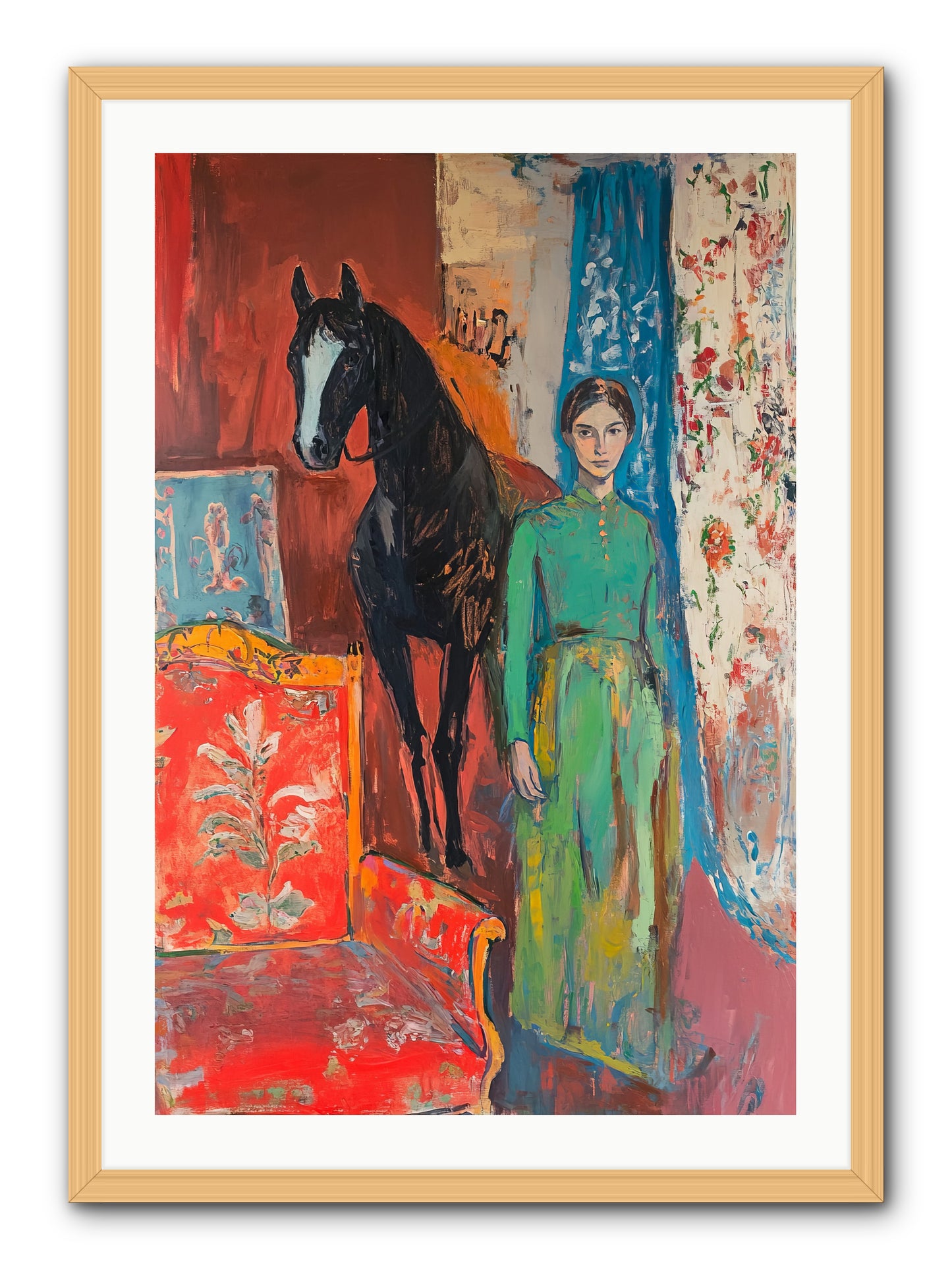 Drawing Room Guest -- Framed Print - Natural 24x36