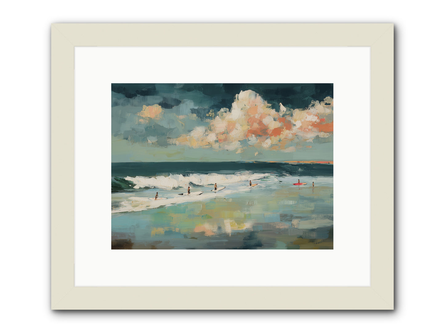 Dream State Surfing -- Framed Print - White 12x9