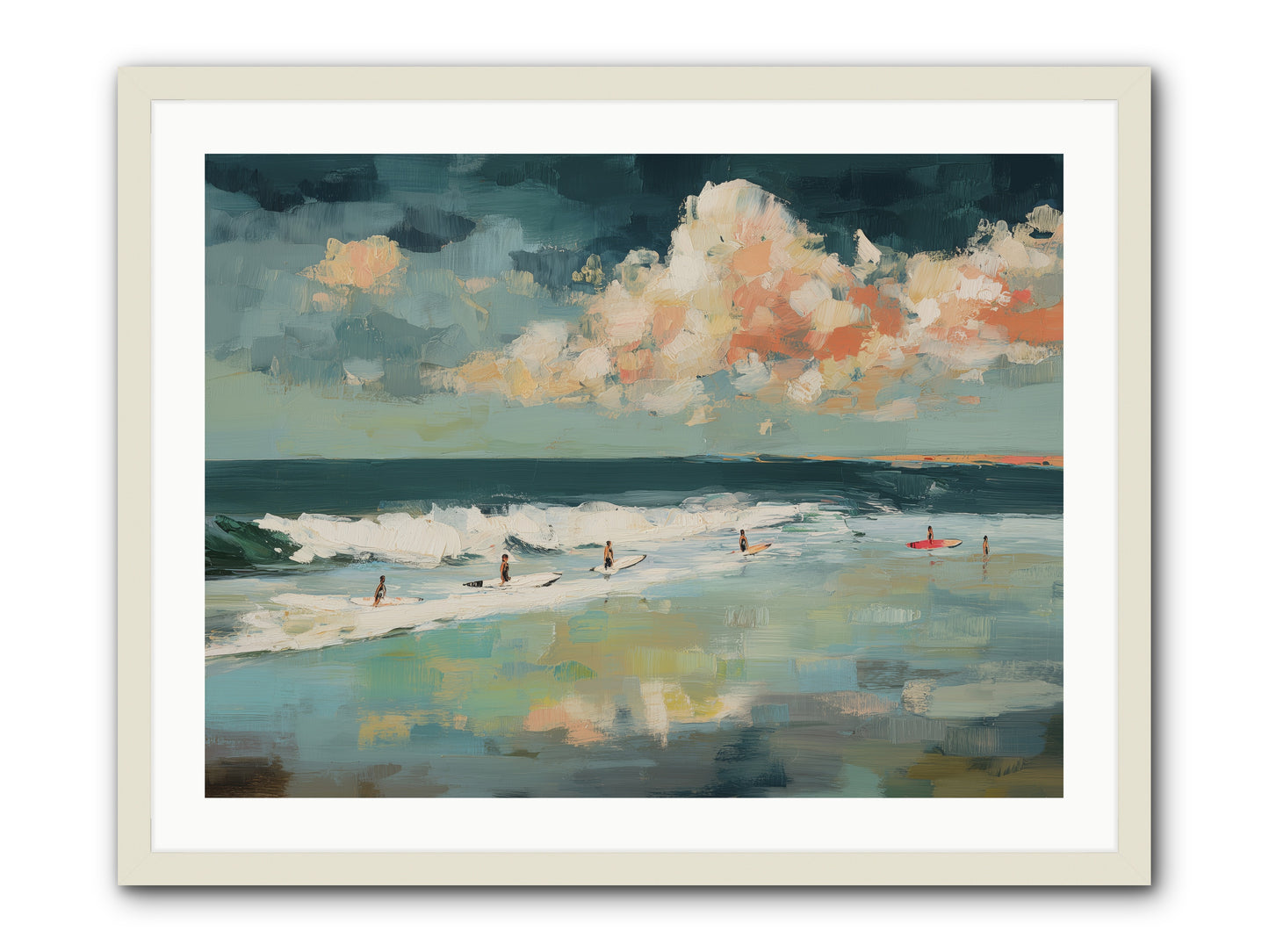Dream State Surfing -- Framed Print - White 32x24