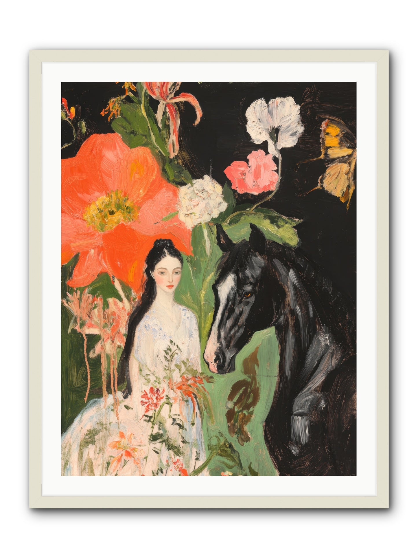 Dreamland Steed -- Framed Print - White 30x40