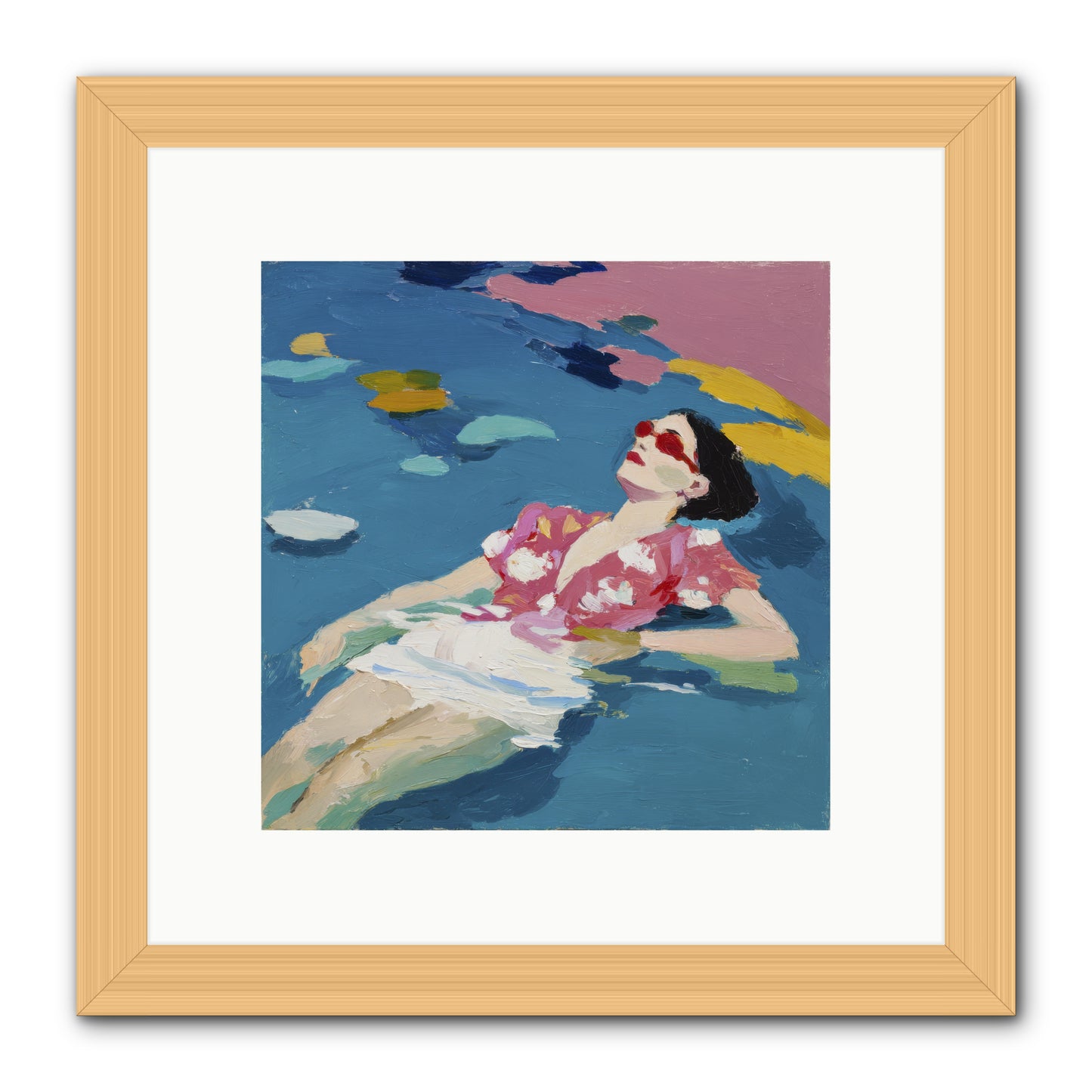 Drifting Through Blue -- Framed Print - Natural 10x10