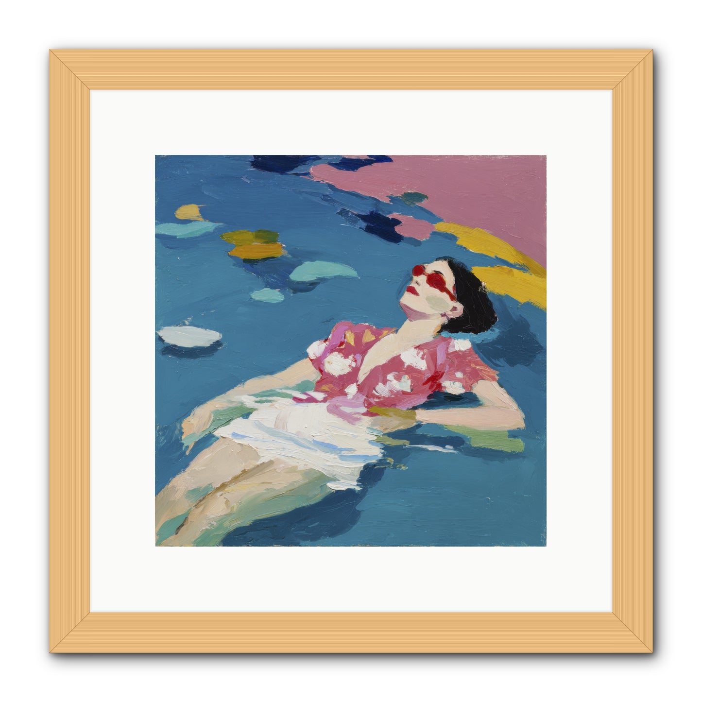 Drifting Through Blue -- Framed Print - Natural 12x12