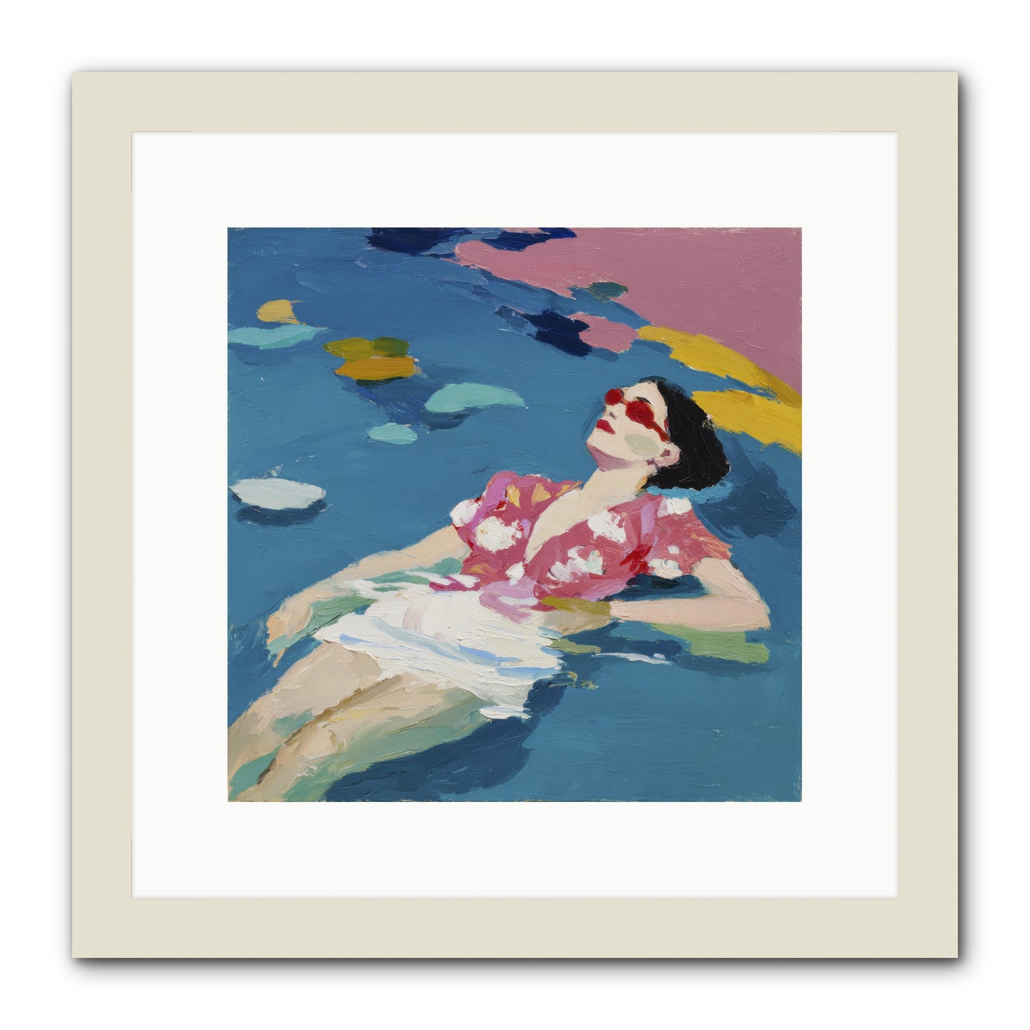 Drifting Through Blue -- Framed Print - White 12x12