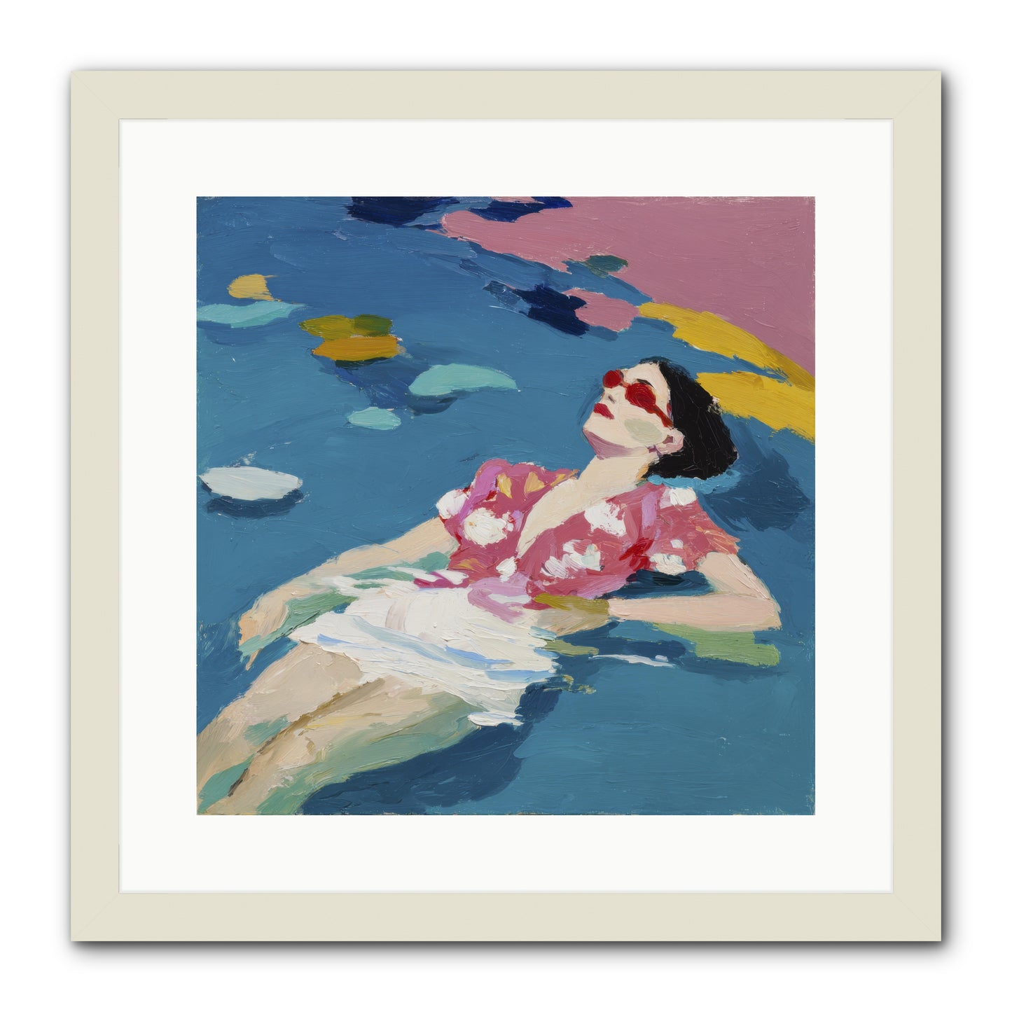 Drifting Through Blue -- Framed Print - White 16x16
