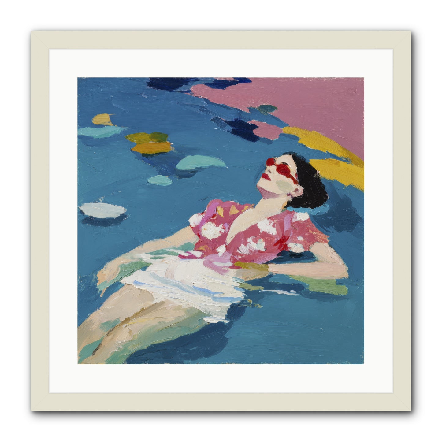 Drifting Through Blue -- Framed Print - White 20x20
