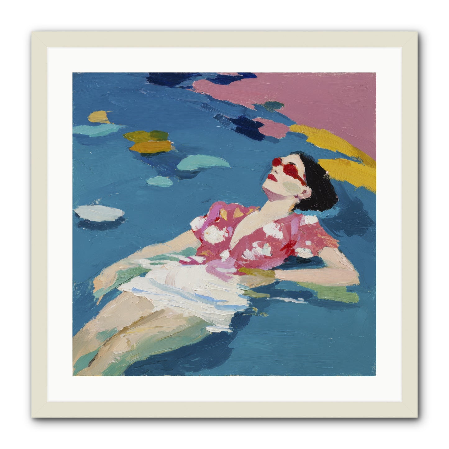 Drifting Through Blue -- Framed Print - White 24x24