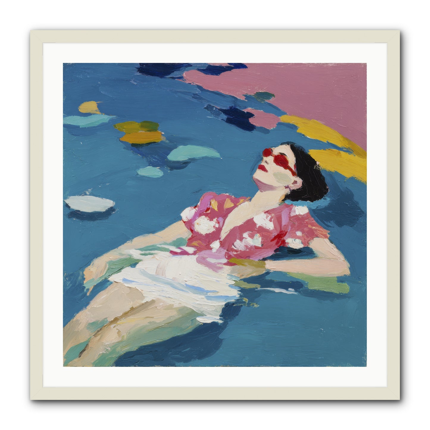Drifting Through Blue -- Framed Print - White 30x30