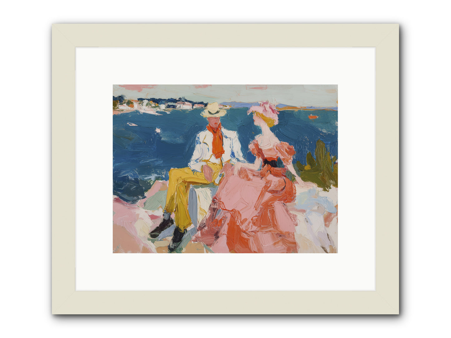 Duo by the Waves -- Framed Print - White 12x9