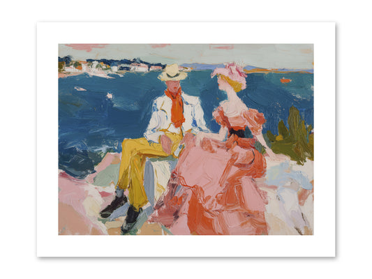 Duo by the Waves -- Paper Print 12x9