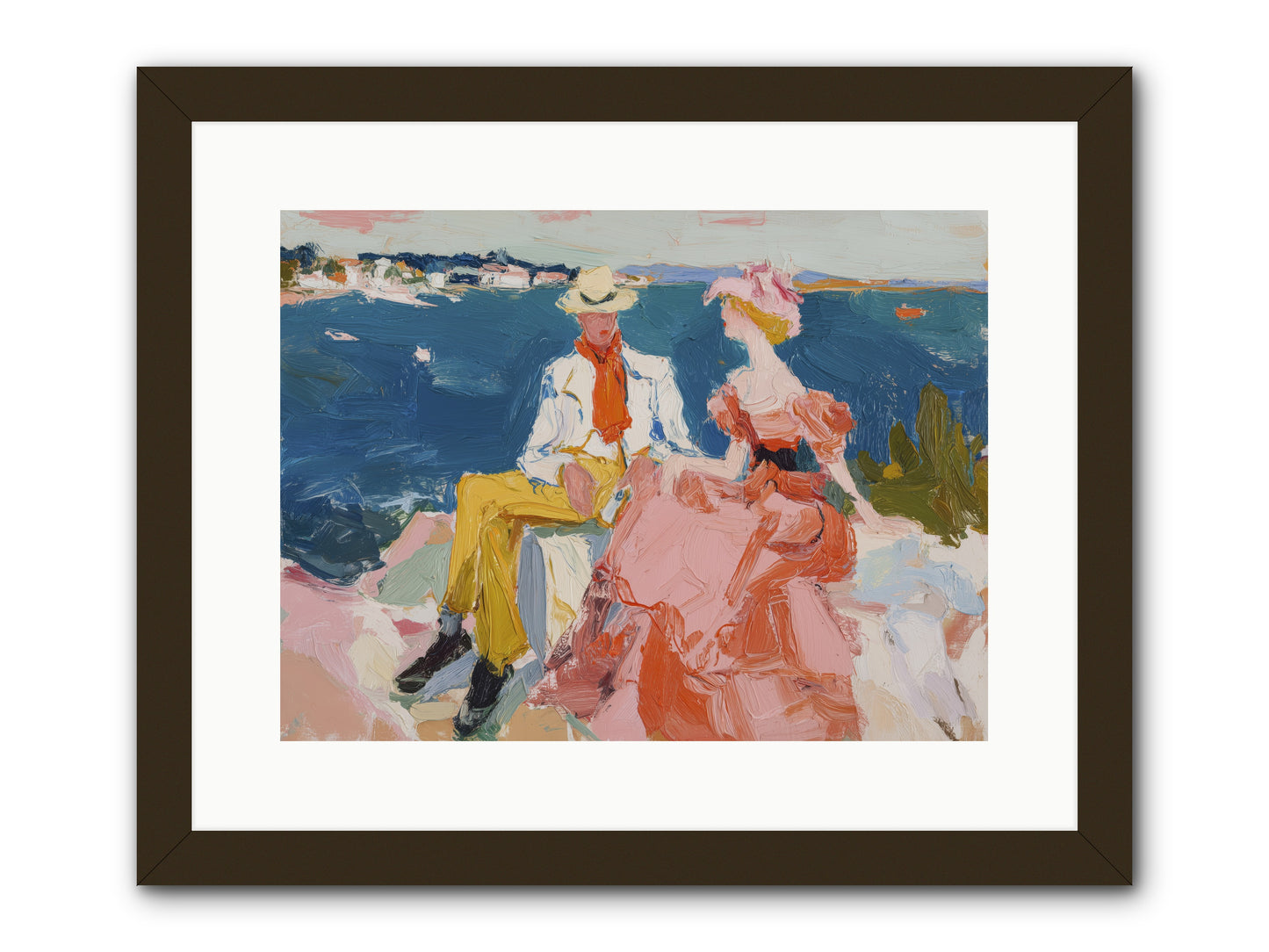 Duo by the Waves -- Framed Print - Black 16x12