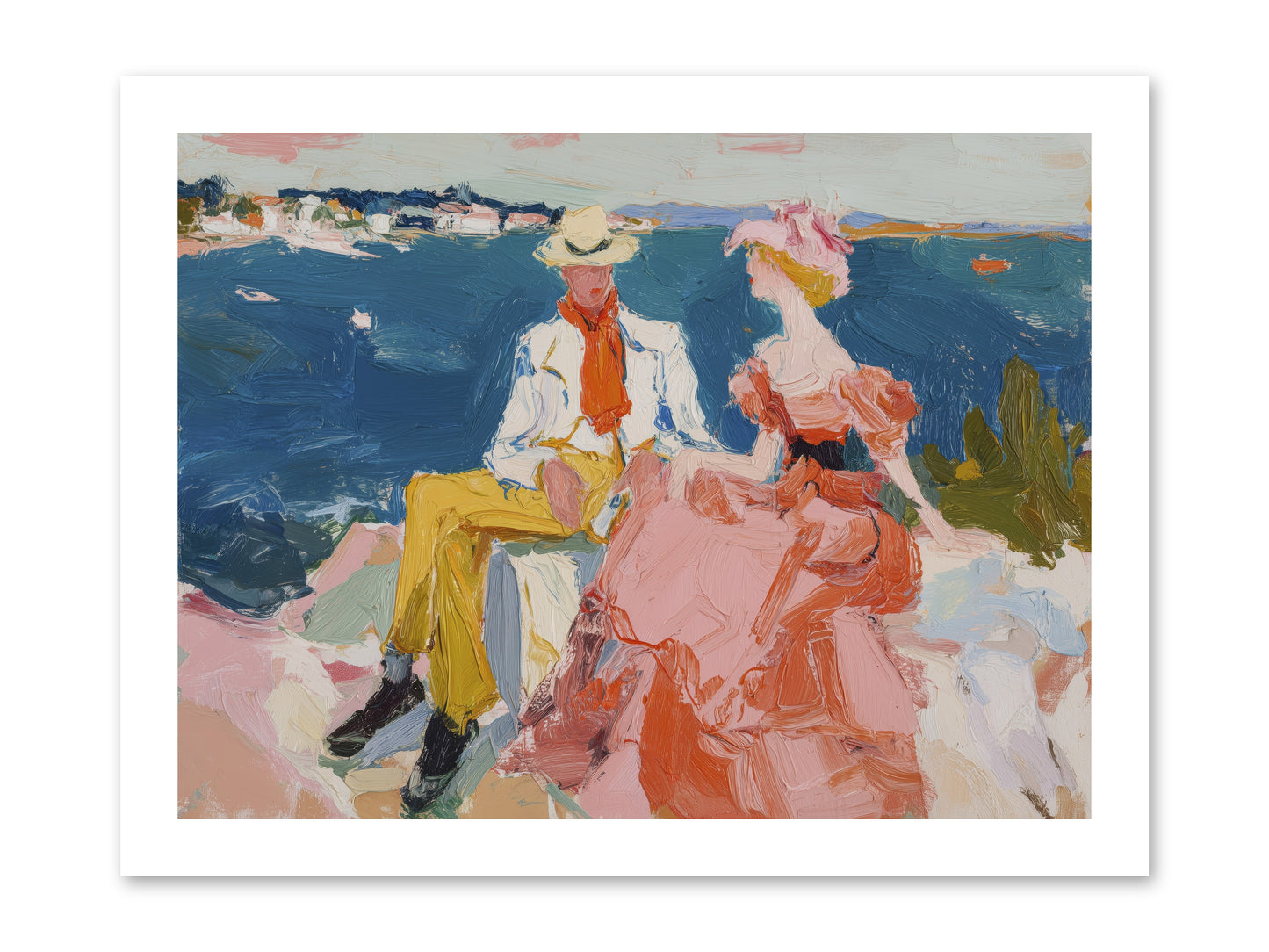 Duo by the Waves -- Loose Canvas Print 16x12
