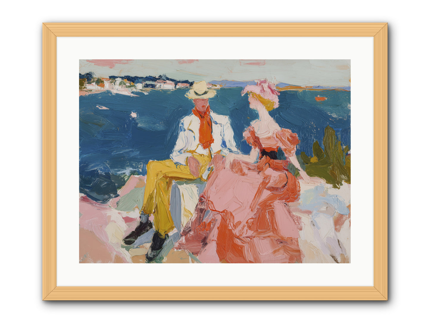 Duo by the Waves -- Framed Print - Natural 24x18