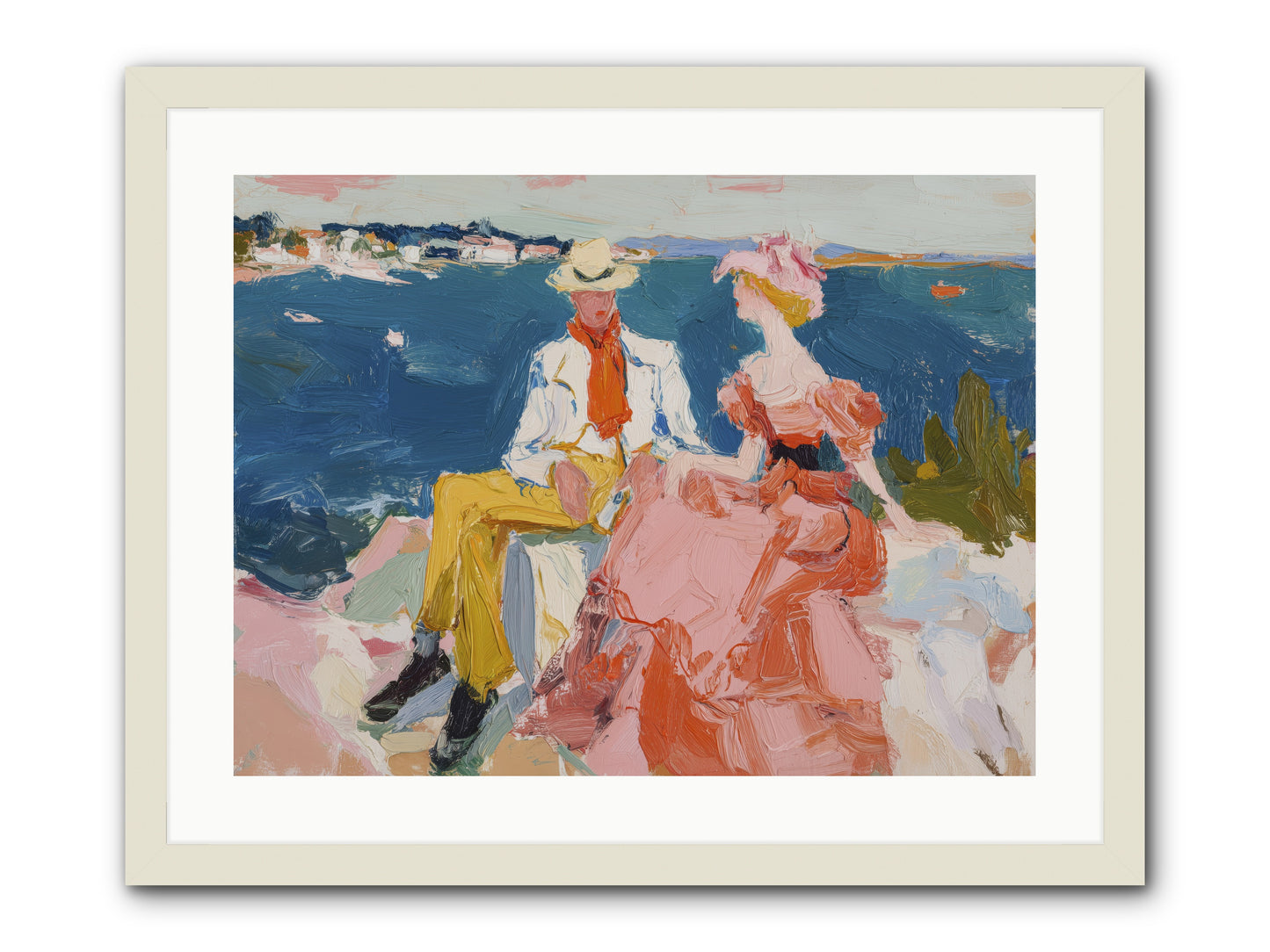 Duo by the Waves -- Framed Print - White 24x18