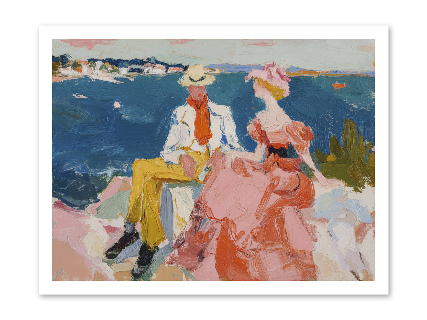 Duo by the Waves -- Loose Canvas Print 24x18