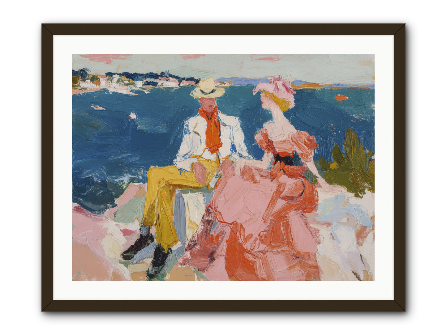 Duo by the Waves -- Framed Print - Black 32x24