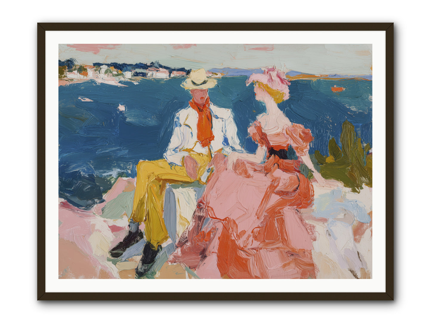 Duo by the Waves -- Framed Print - Black 48x36