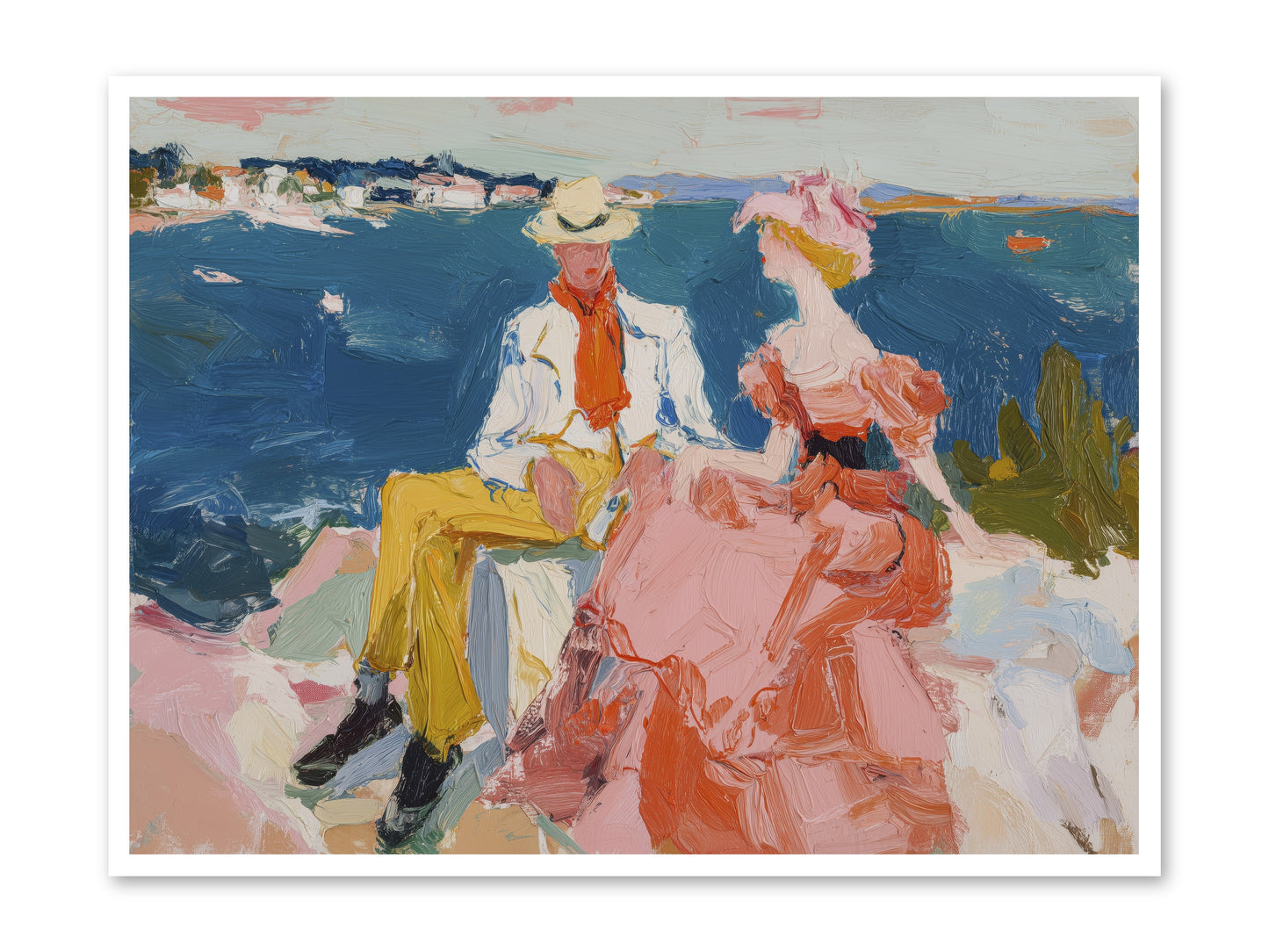 Duo by the Waves -- Loose Canvas Print 48x36