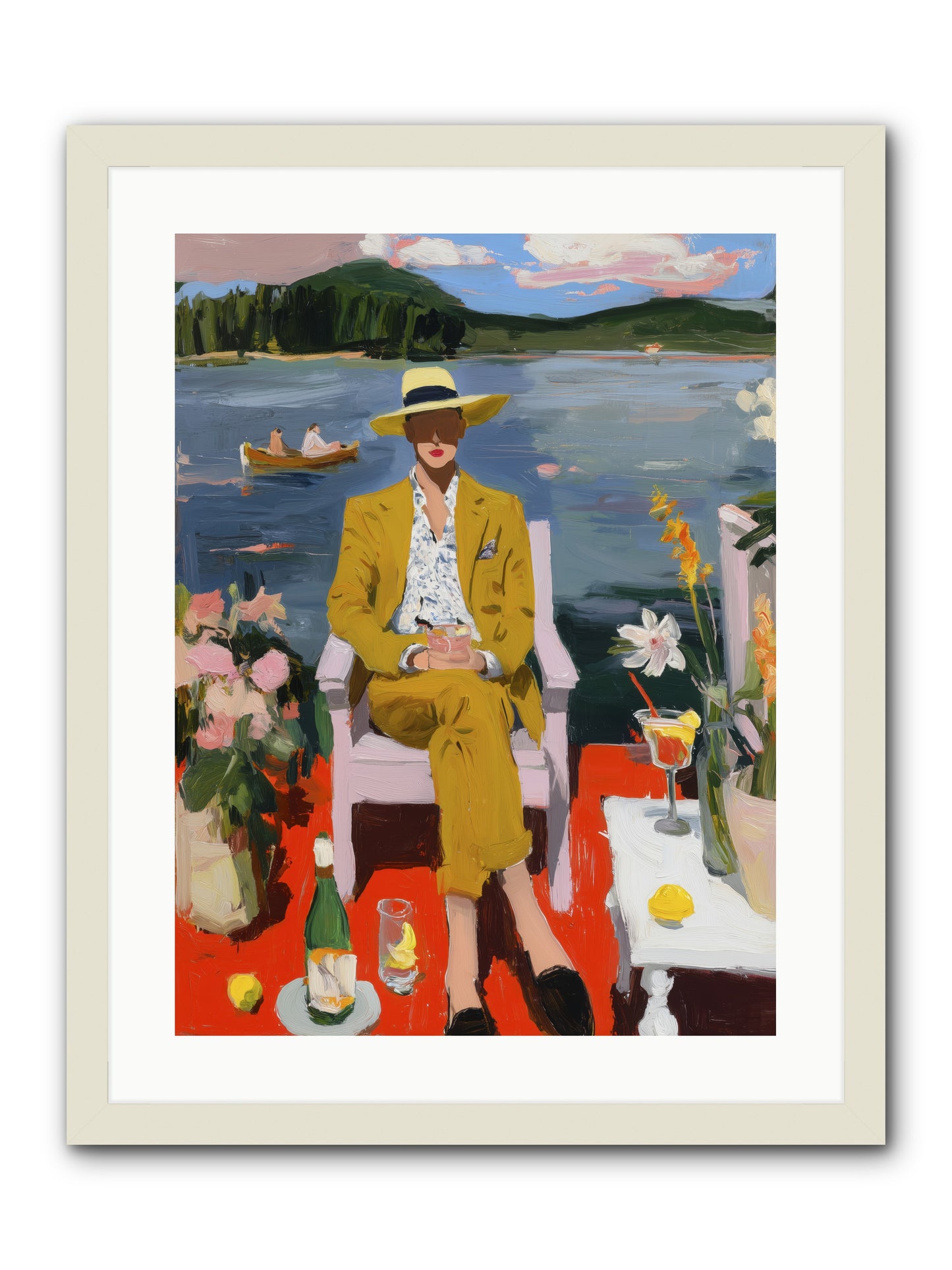 Dusk & Drinks -- Framed Print - White 18x24