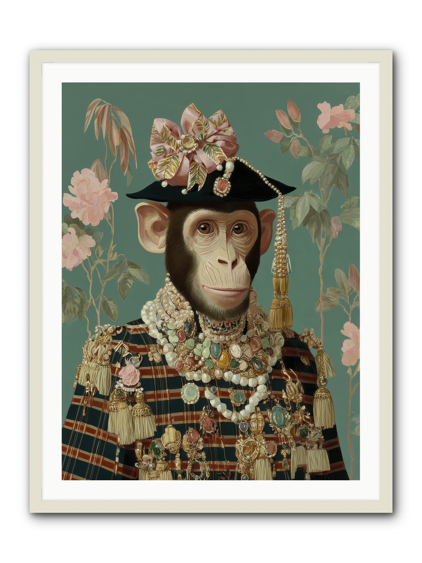 Enamored Finery -- Framed Print - White 30x40