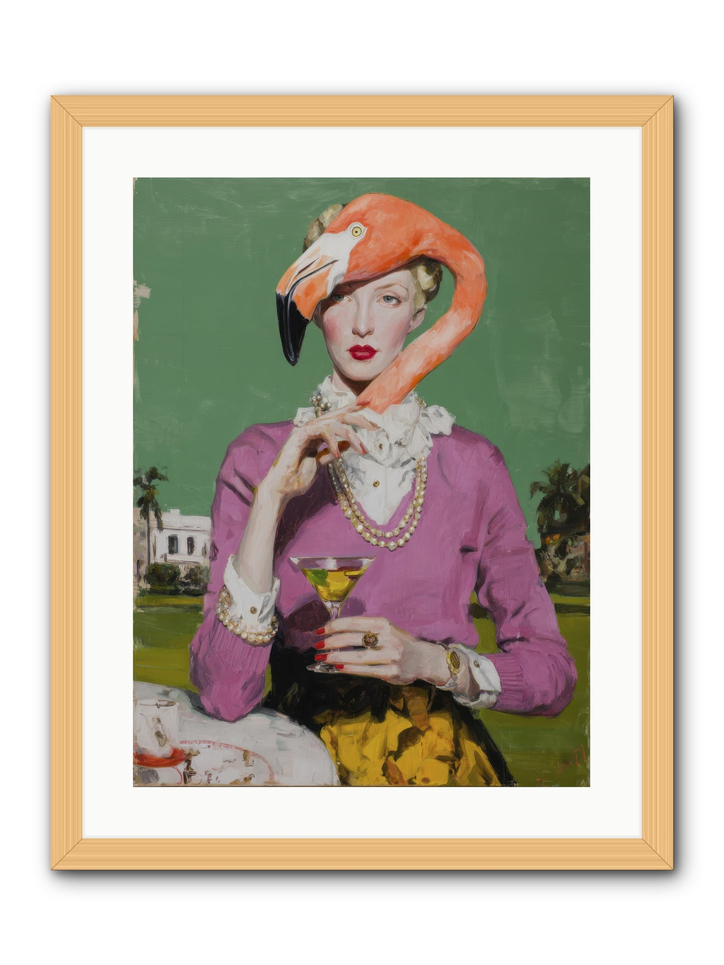 Evangeline & the Umbrella Club -- Framed Print - Natural 18x24