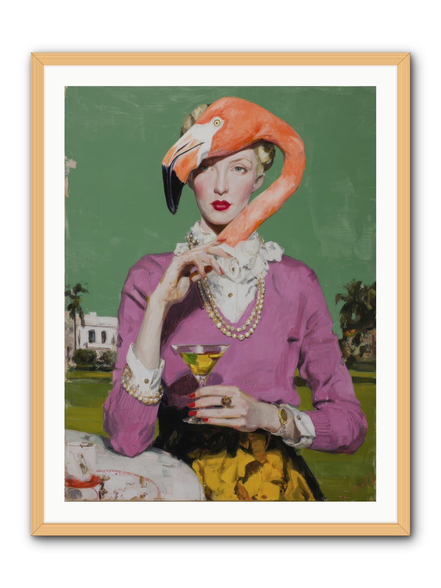 Evangeline & the Umbrella Club -- Framed Print - Natural 30x40