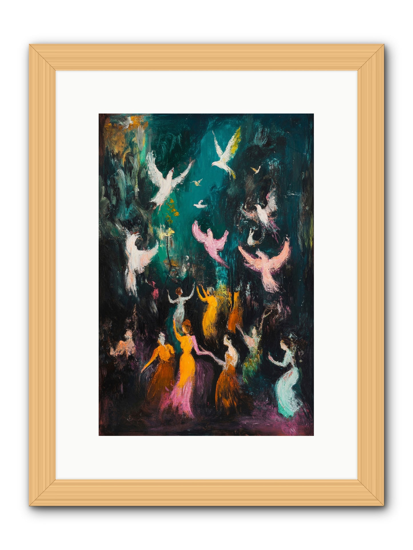 Evening Choir -- Framed Print - Natural 10x15