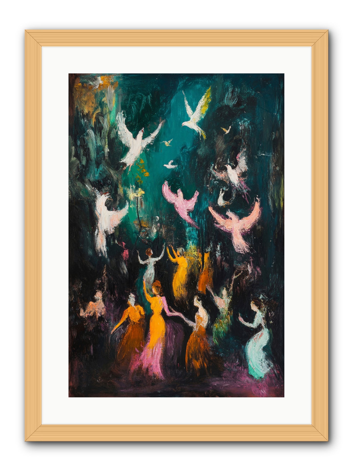 Evening Choir -- Framed Print - Natural 16x24