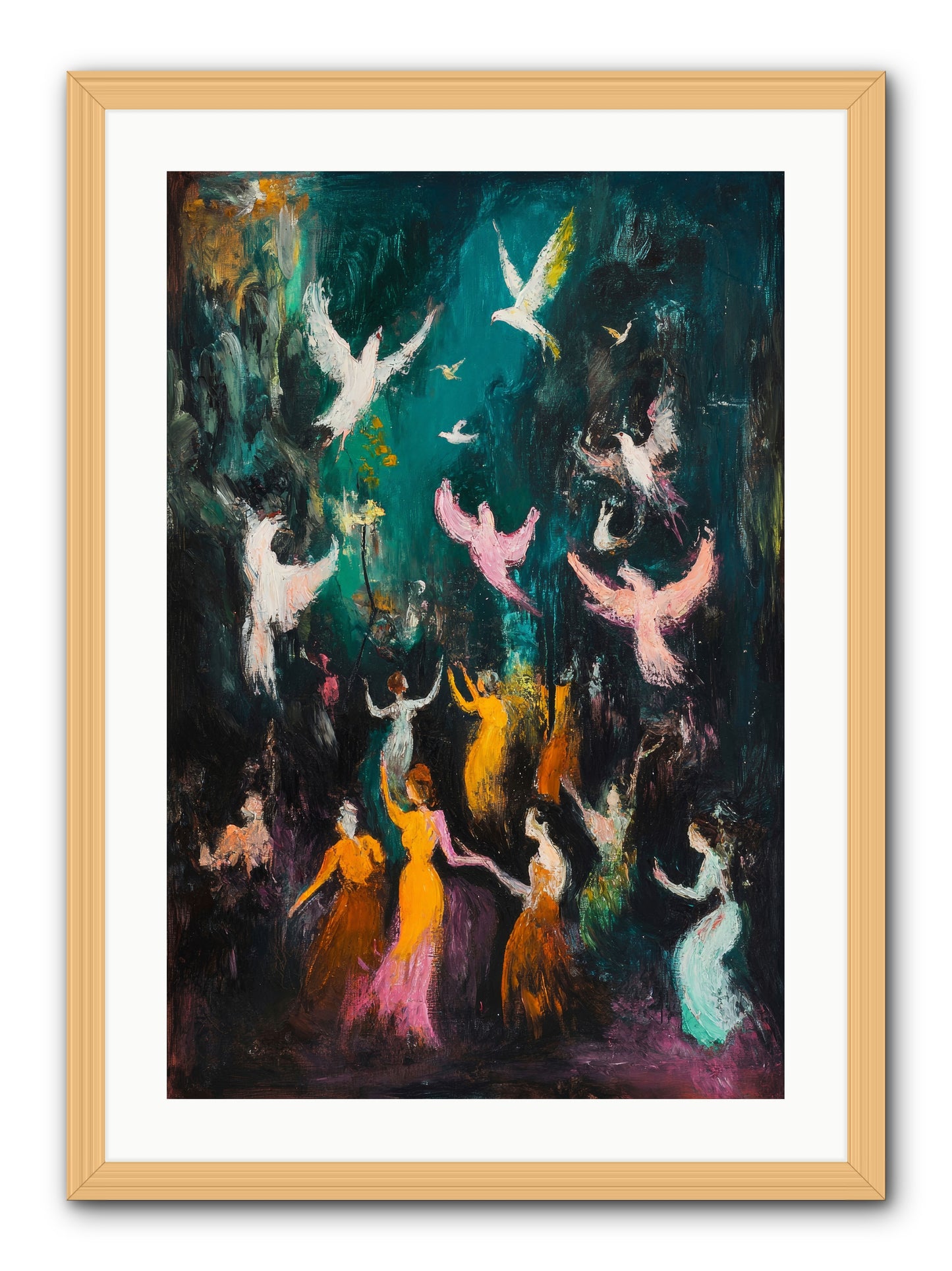 Evening Choir -- Framed Print - Natural 20x30