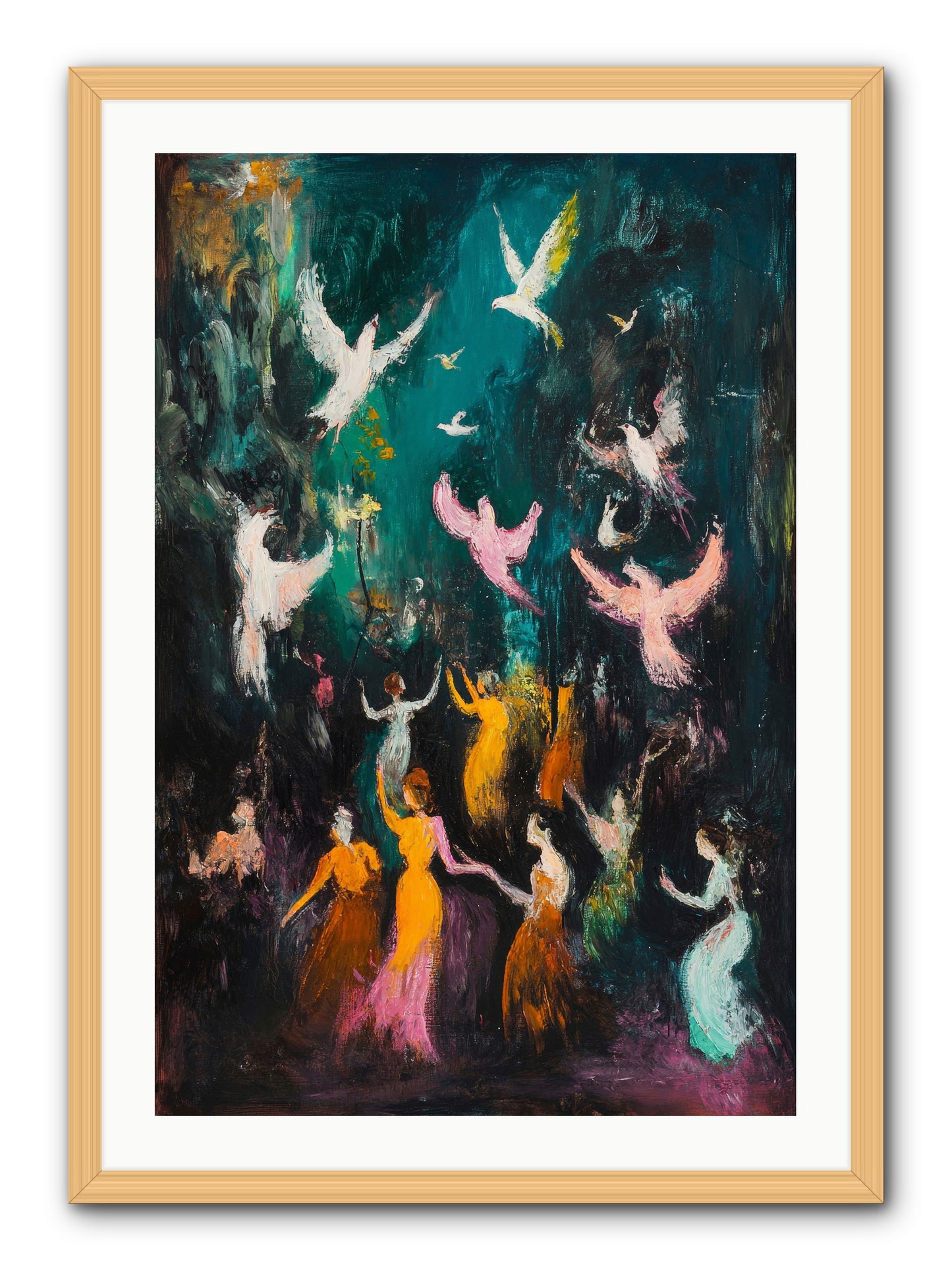 Evening Choir -- Framed Print - Natural 24x36