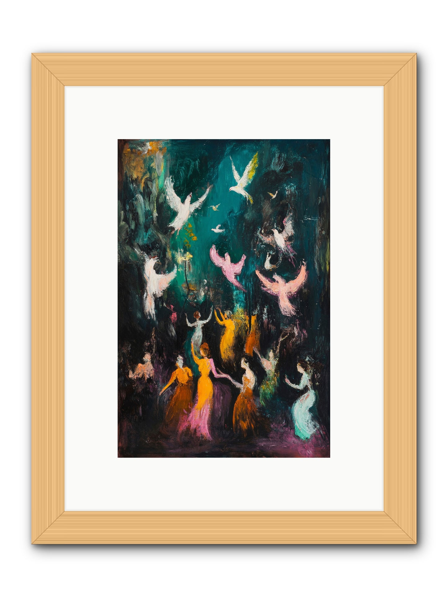 Evening Choir -- Framed Print - Natural 8x12