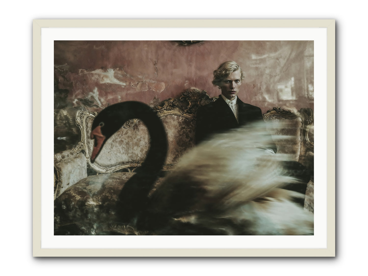 Evening Creatures -- Framed Print - White 40x30