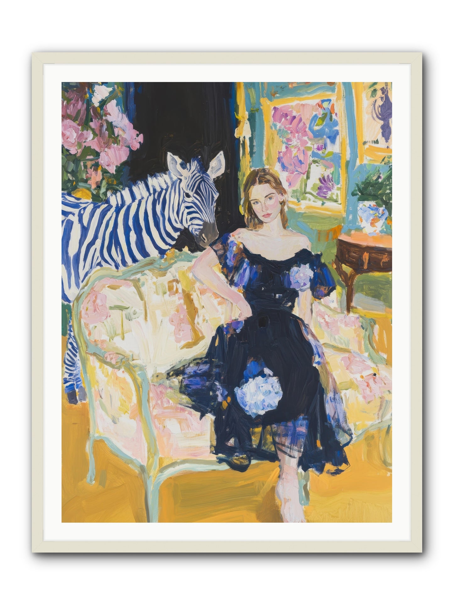 Evening Stripes -- Framed Print - White 36x48