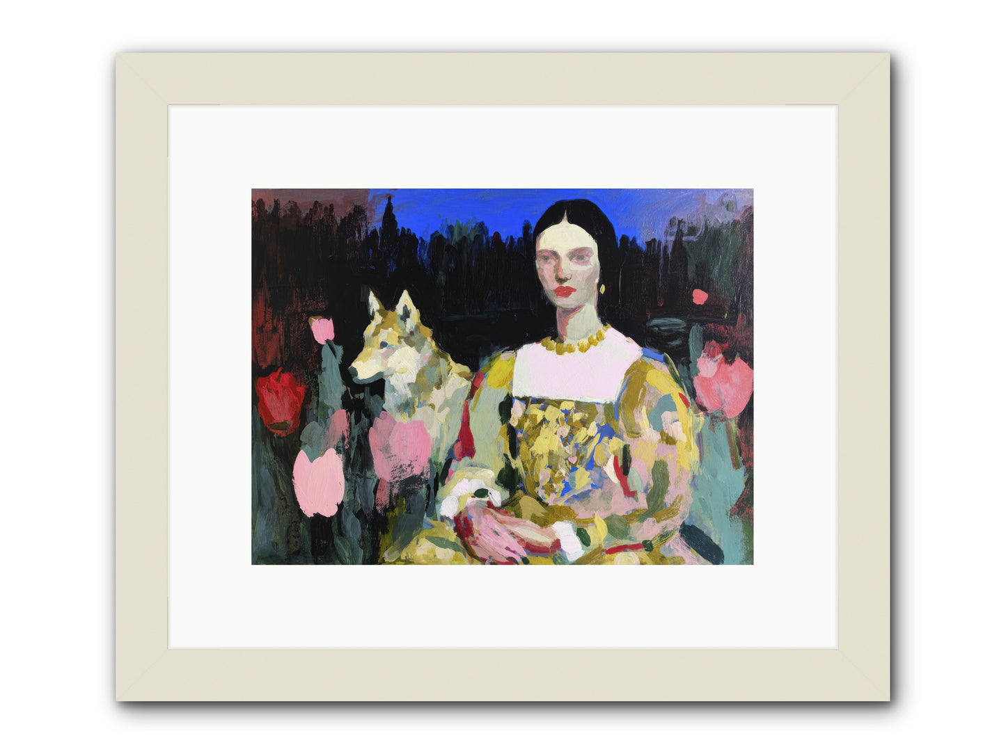 Evening Watching -- Framed Print - White 12x9