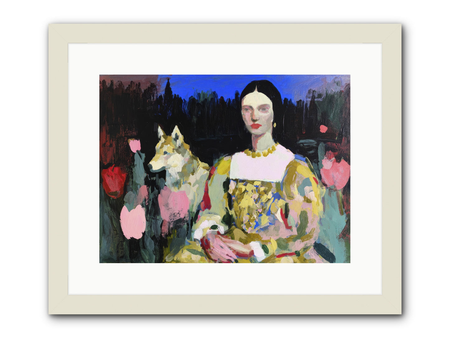 Evening Watching -- Framed Print - White 16x12