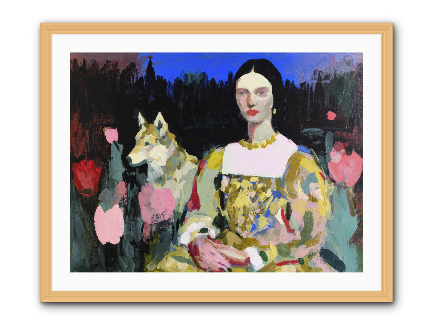 Evening Watching -- Framed Print - Natural 32x24