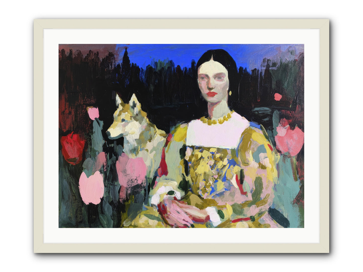 Evening Watching -- Framed Print - White 32x24