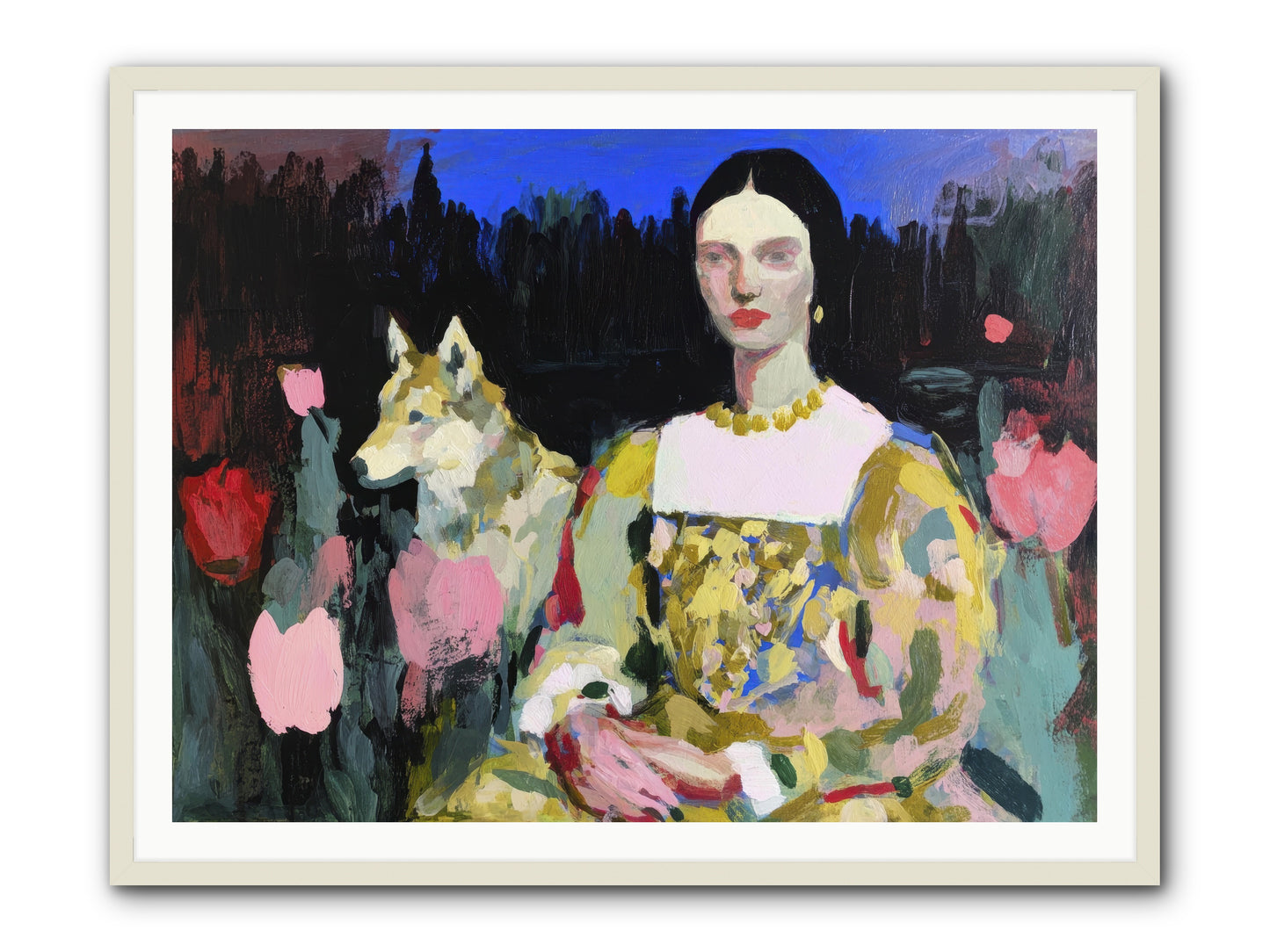 Evening Watching -- Framed Print - White 48x36